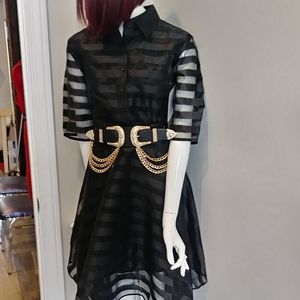 Black handkerchief hemline dress with short sleeve